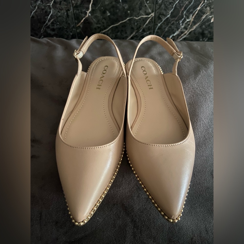 Coach Women's Tan Pointed Slingback Flats